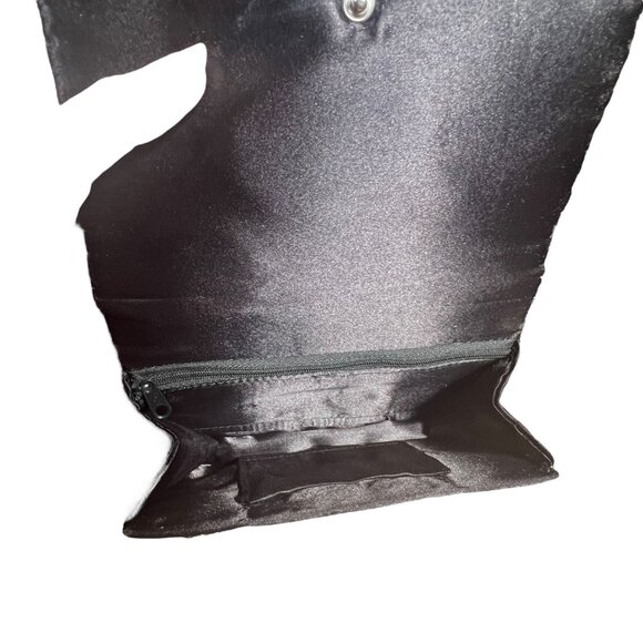 Vintage 90s Black Flora Embroidered Velvet Bag - Picture 7 of 8